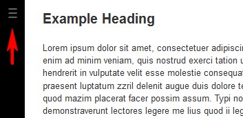 Image of toggle side navigation example. See the navicon symbol!
