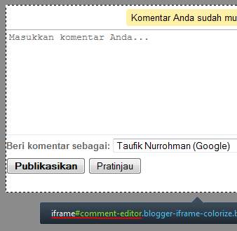 #comment-editor adalah formulir komentar, namun pesan formulir komentar bukan termasuk di dalamnya