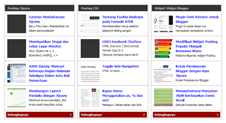 Screenshot of multiple recent post widget for Blogger.