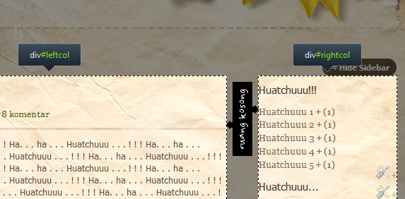 ID Kolom yang berbeda dari template pada umumnya