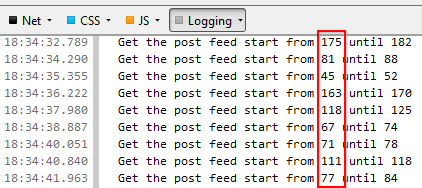Showing log message to indicate random number for feed start index purpose.