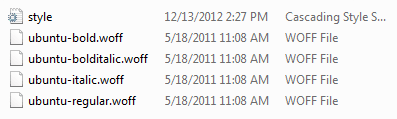 Contoh cara memberi nama file pada setiap font berdasarkan gayanya.